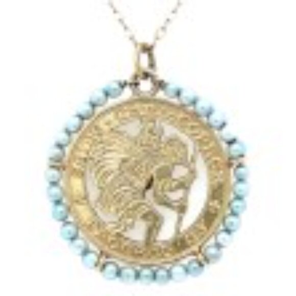14K St. Christopher Men's Protect Us Pendant Yellow Gold - Picture 2 of 6